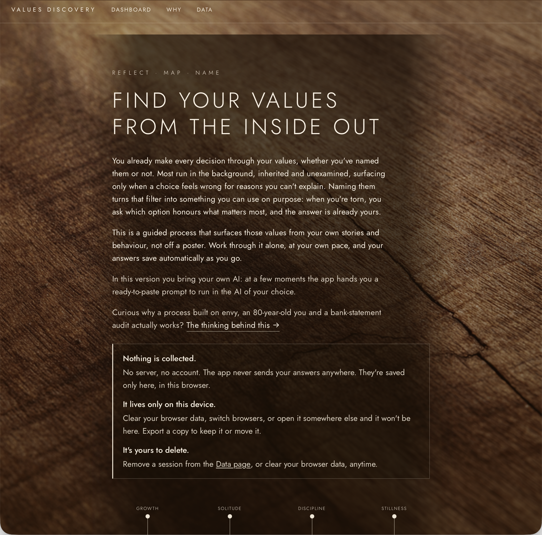 The values.lswith.io landing page